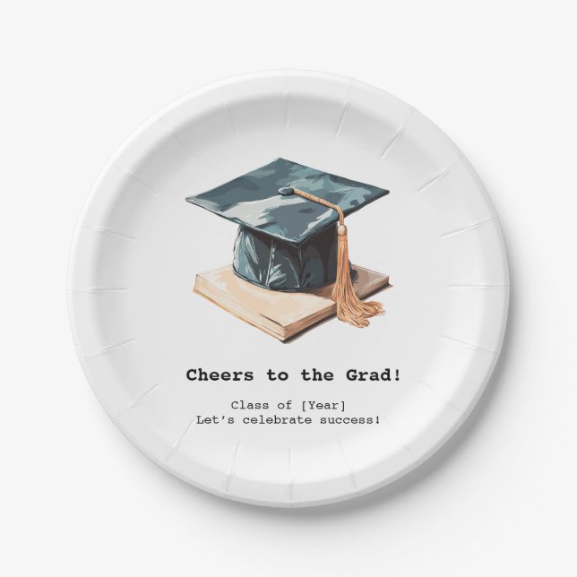 Graduation Cap and Book Paper Plates (Front)