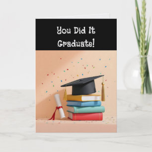Graduation Cap And Books Greeting Card