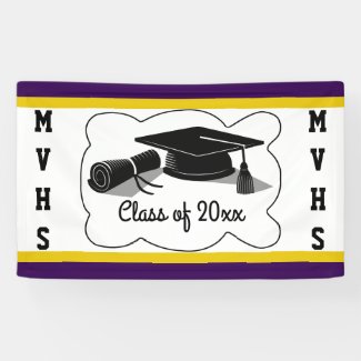 Graduation Cap and Diploma Banner