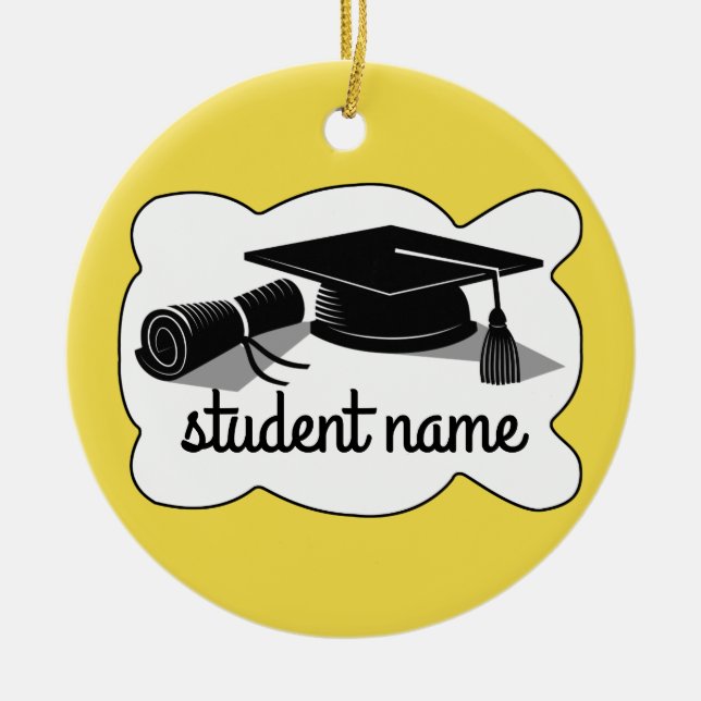Graduation Cap and Diploma Ceramic Ornament (Front)