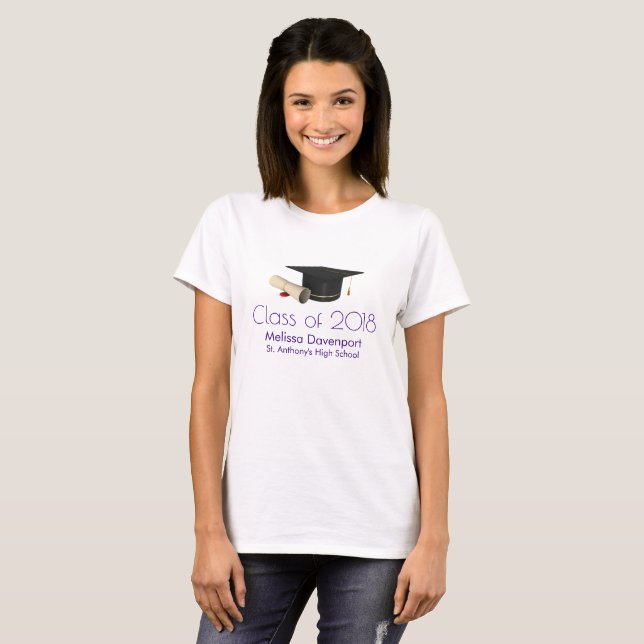 Graduation Cap and Diploma Class of 20XX T-Shirt (Front Full)