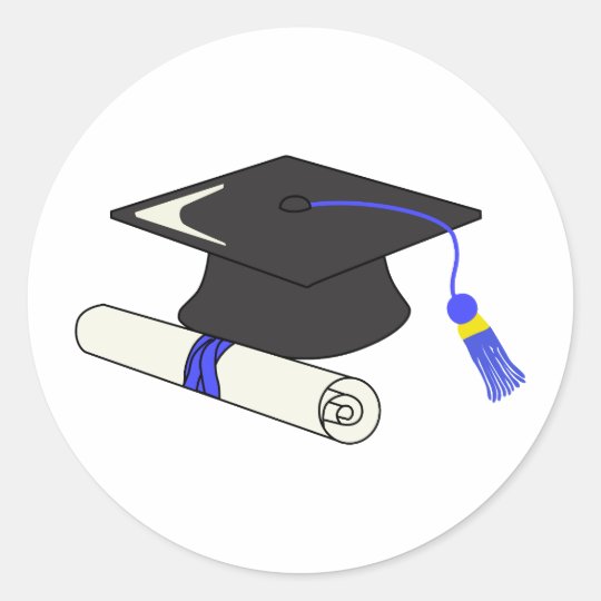 Graduation Cap And Diploma Classic Round Sticker