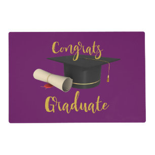 Graduation Cap and Diploma Congrats Graduate Placemat