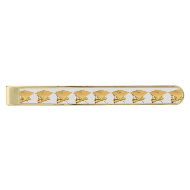 Graduation Cap and Diploma Gold Finish Tie Bar (Front)