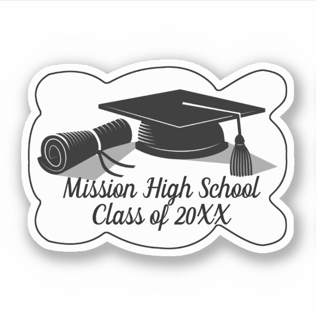 Graduation Cap and Diploma Graduation Sticker (Front)