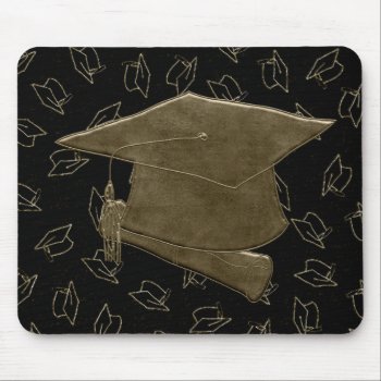 Graduation Cap And Diploma Mouse Pad  Brown  Black Mouse Pad by toots1 at Zazzle