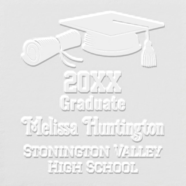 Graduation Cap and Diploma Name Year School #1 Embosser (Design)