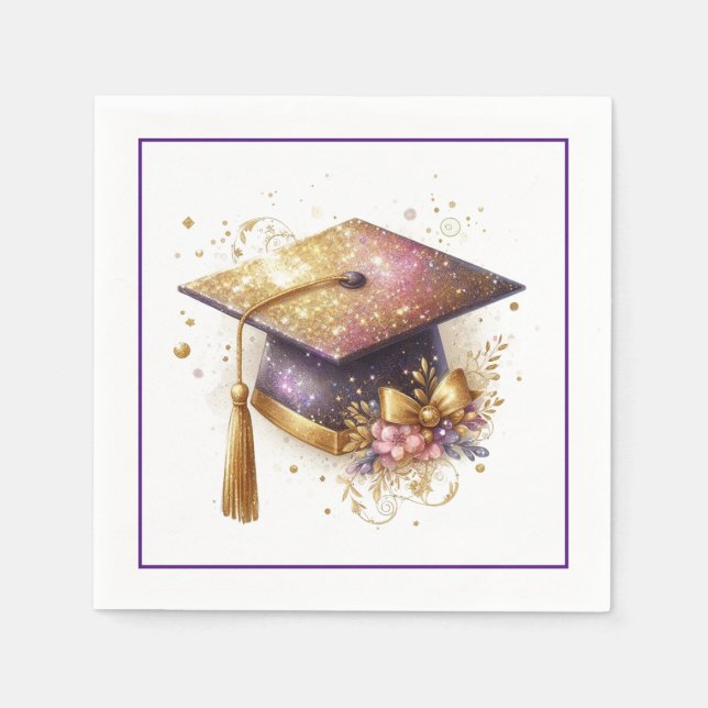 Graduation Cap and Diploma Napkins (Front)