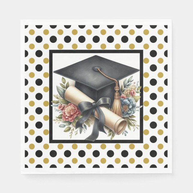 Graduation Cap And Diploma  Napkins (Front)