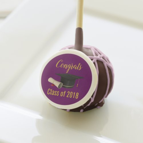 Graduation Cap and Diploma on Purple Class of 20XX Cake Pops