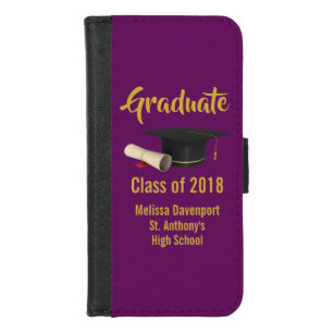 Graduation Cap and Diploma on Purple Class of 20XX iPhone 8/7 Wallet Case