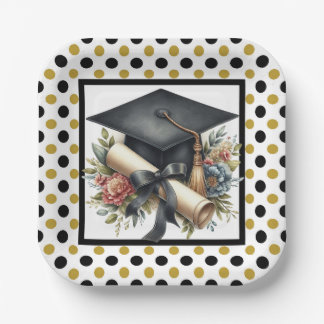 Graduation Cap And Diploma Paper Plates