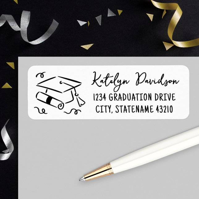 Graduation Cap and Diploma Return Address Label (Creator Uploaded)