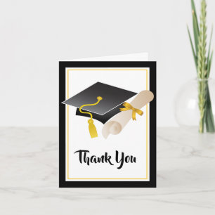 Graduation Cap and Diploma Thank You Card