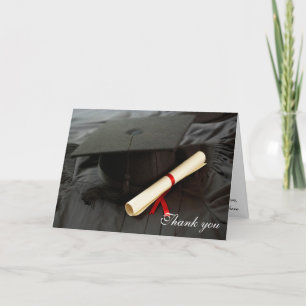 Graduation cap and gown thank you greeting card