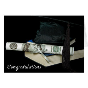 Graduation Cap and Money On Book  Cards