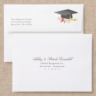 Graduation Cap and Scroll Addressed Envelopes