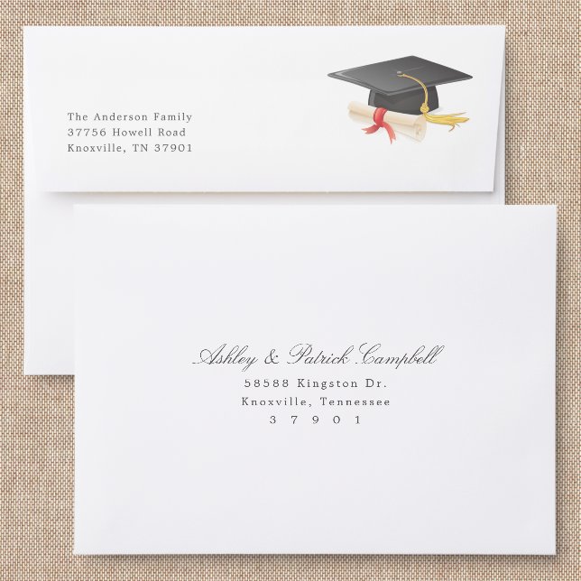 Graduation Cap and Scroll Addressed Envelopes (Linen)