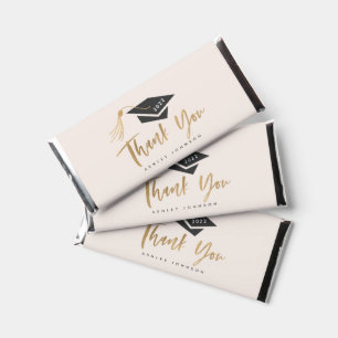 Graduation Cap and Tassel Gold Foil Blush Hershey Bar Favors