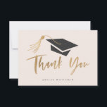 Graduation Cap and Tassel Gold Foil Blush Pink Thank You Card<br><div class="desc">Personalize this stylish and modern graduation thank you card with your name. Featuring a gradation cap with gold tassel and modern brush script that says "Thank you" in gold.</div>