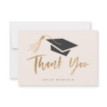 Graduation Cap and Tassel Gold Foil Blush Pink Thank You Card Graduation Cap and Tassel Gold Foil Blush Pink Thank You Card