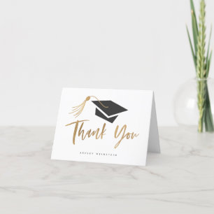 Graduation Cap and Tassel Gold Foil Letterpress Thank You Card