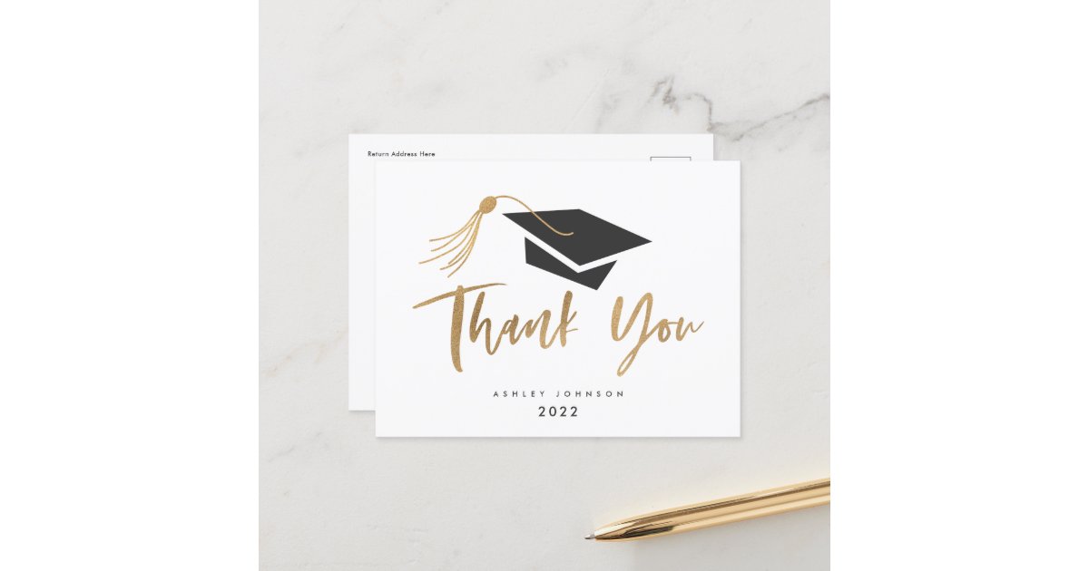 Graduation Cap and Tassel Gold Foil Postcard