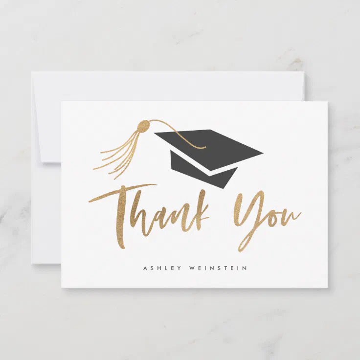 GRADUATION Golden CAP THANK YOU  Personalized YOUR WORDING Sign Send 