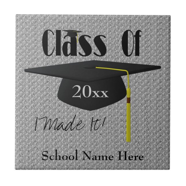 Graduation Cap And Tassel Keepsake Personalized Tile (Front)
