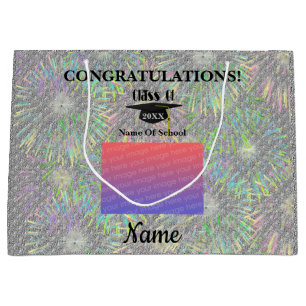 Graduation Cap And Tassel Personalized Photo Large Gift Bag