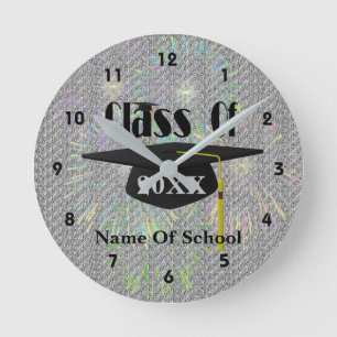 Graduation Cap And Tassel Personalized Round Clock