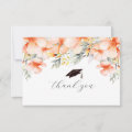Graduation Cap and Tassel Pink Watercolor Photo Thank You Card | Zazzle