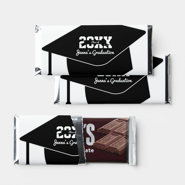 Graduation Cap Banner Party  Black Hershey Bar Favors (Front)