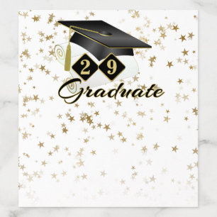 Graduation Cap Black Gold Stars Personalized Envelope Liner