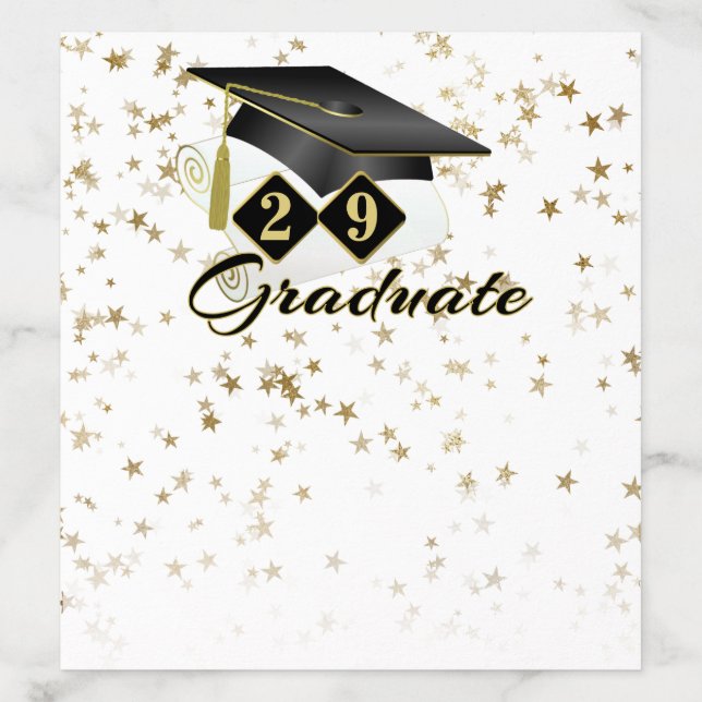 Graduation Cap Black Gold Stars Personalized Envelope Liner (Design)