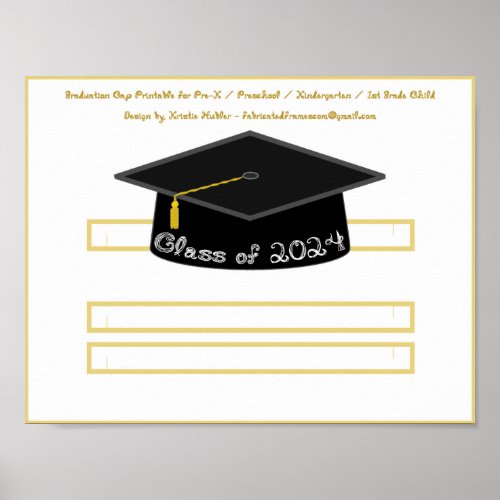 Graduation Cap Black Hat Class 2024 White Font Poster