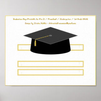 Graduation Cap Black Paper Hat Printable Poster