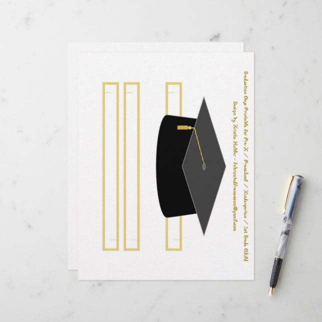 Graduation Cap Black Paper Party Hat Sheet (Front/Back In Situ)