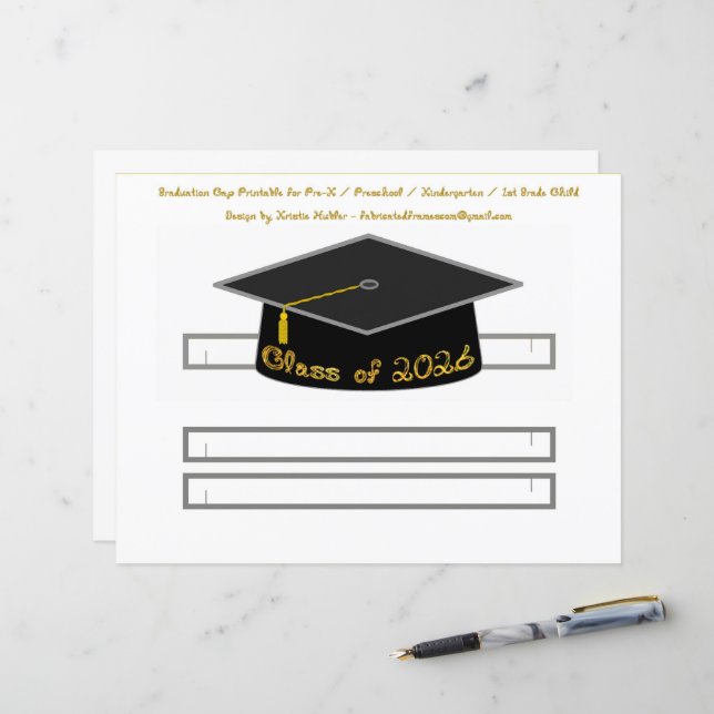 Graduation Cap Black Party Hat 2026 Gold Font (Front/Back In Situ)