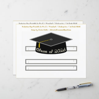 Graduation Cap Black Party Hat 2026 Silver Font