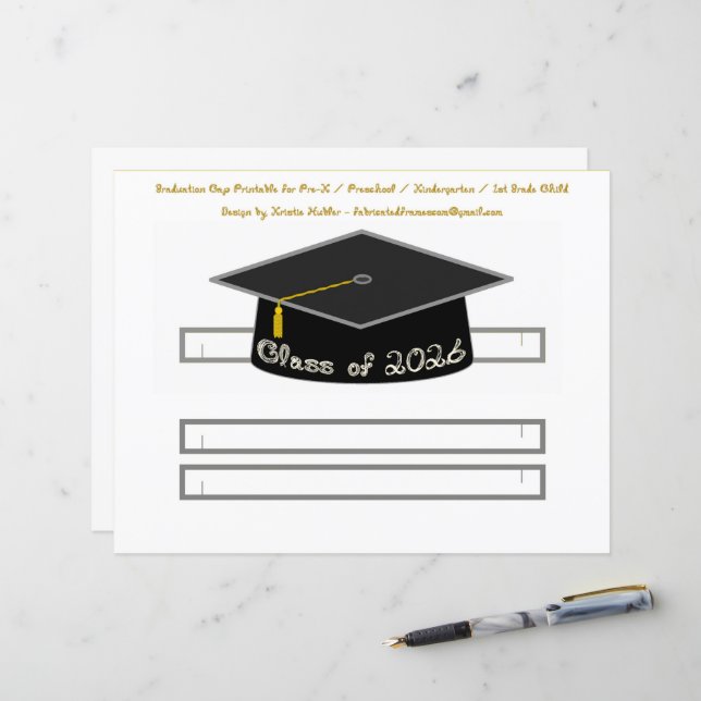 Graduation Cap Black Party Hat 2026 White Font (Front/Back In Situ)