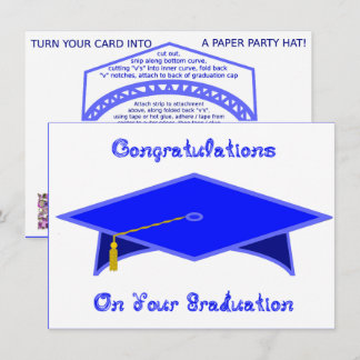 Graduation Cap Blue Paper Hat or Card Printable