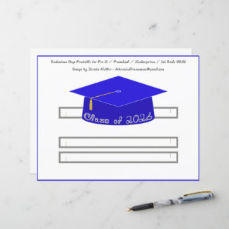 Graduation Cap Blue Party Hat 2026 Silver Font