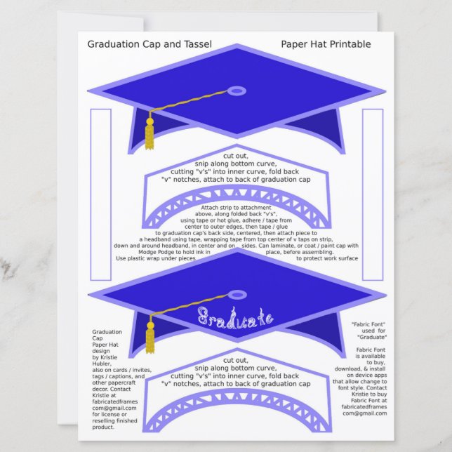 Graduation Cap Blue Party Hats Graduate Sheet (Front)