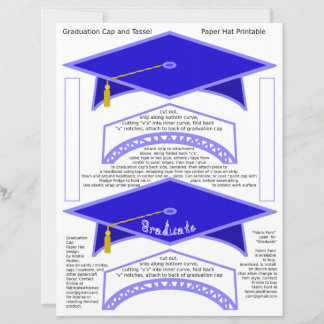 Graduation Cap Blue Party Hats Graduate Sheet