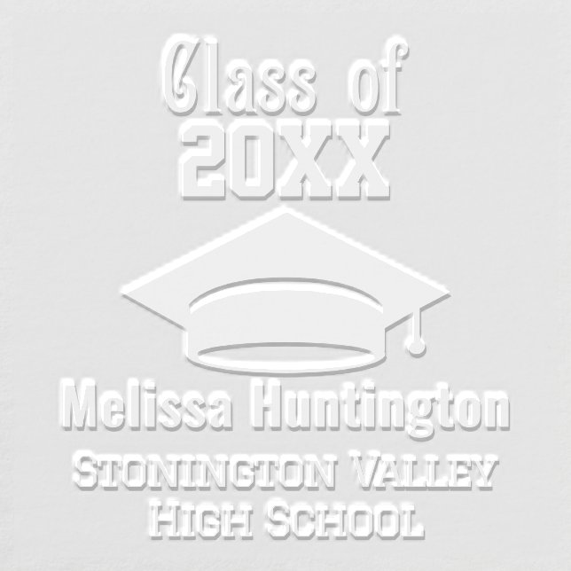 Graduation Cap Bold Name “Class of” Year #2D Embosser (Design)