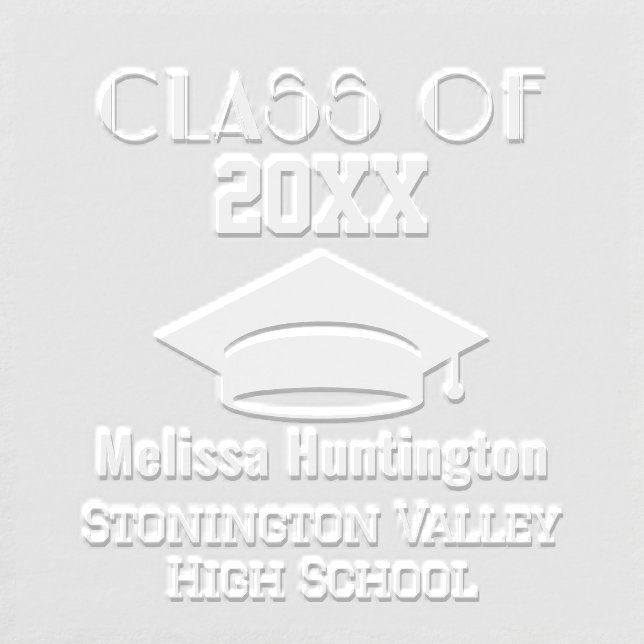 Graduation Cap Bold Name “Class of” Year #2E Embosser (Design)
