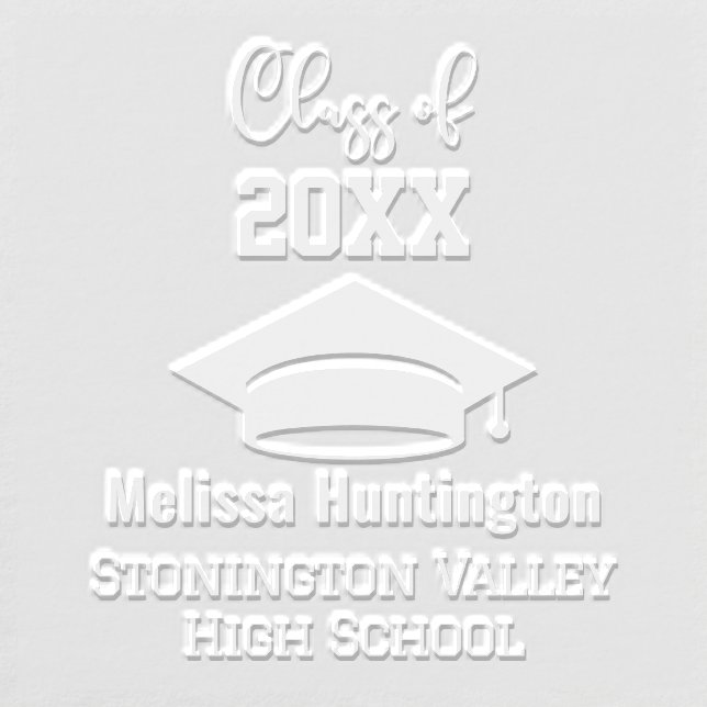 Graduation Cap Bold Name “Class of” Year #2F Embosser (Design)