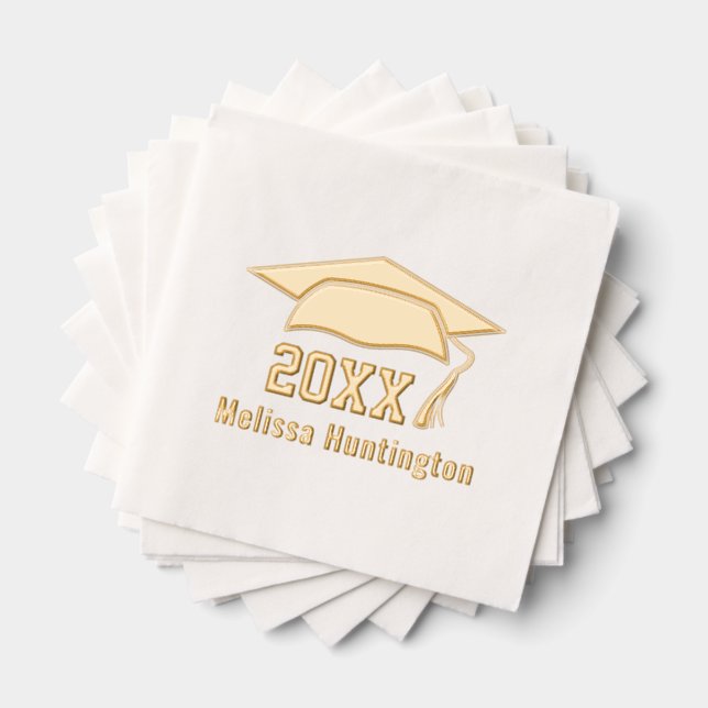 Graduation Cap Bold Name Year #1  Foil Napkins (Insitu (Stacked))