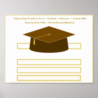 Graduation Cap Brown Paper Hat Printable Poster